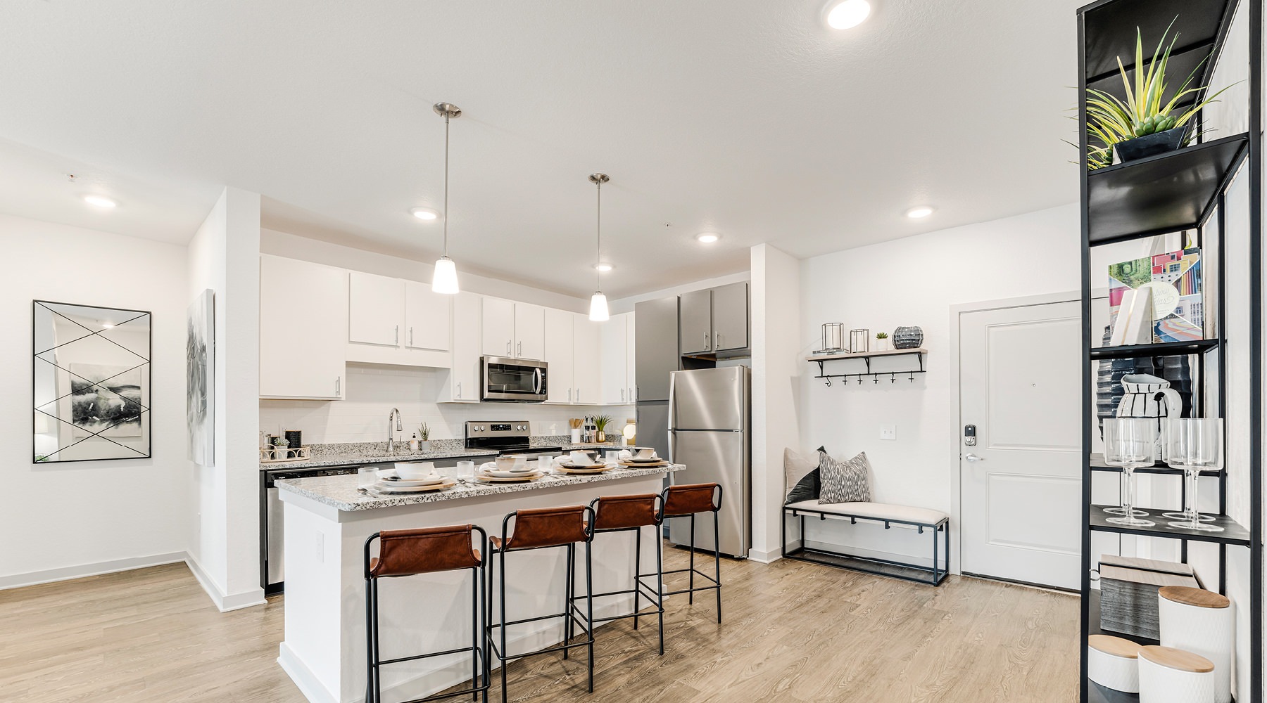 Well-lit kitchen with ample counter space Well-lit kitchen with ample counter space